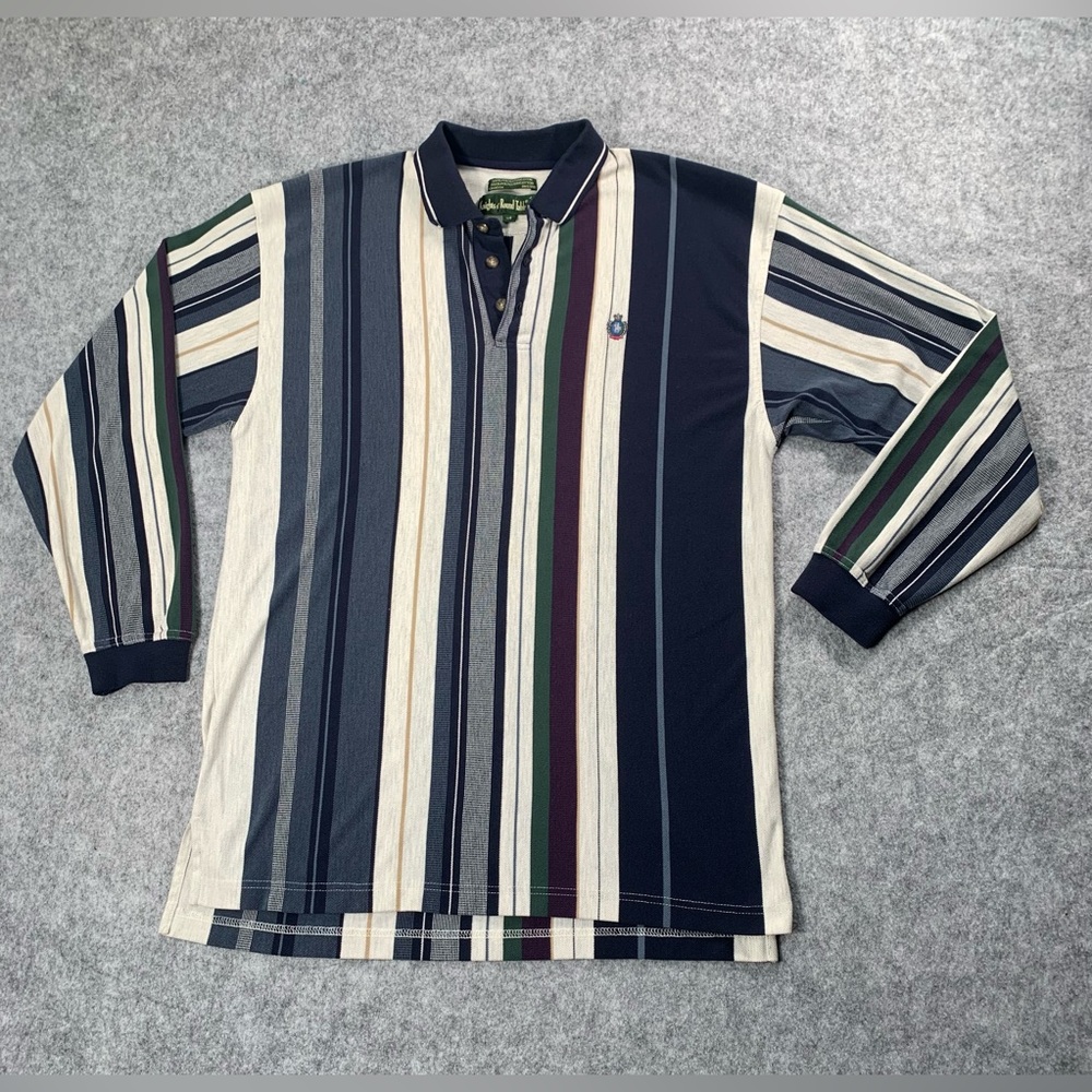 Vintage Knights of Round Table Multicolour Striped Polo Shirt